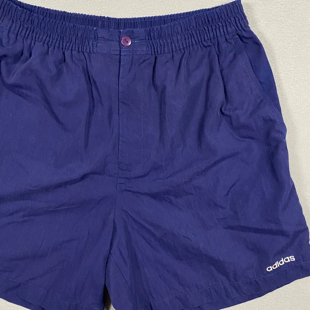 Vintage Adidas Mens Blue Elastic Waist‎ Casual Athletic Shorts Large 6